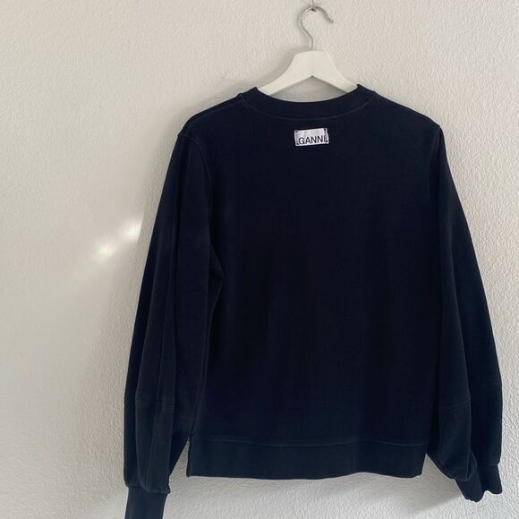 Ganni Black Boxy Crew 100% Cotton Sweater Size Medium - Picture 5 of 7